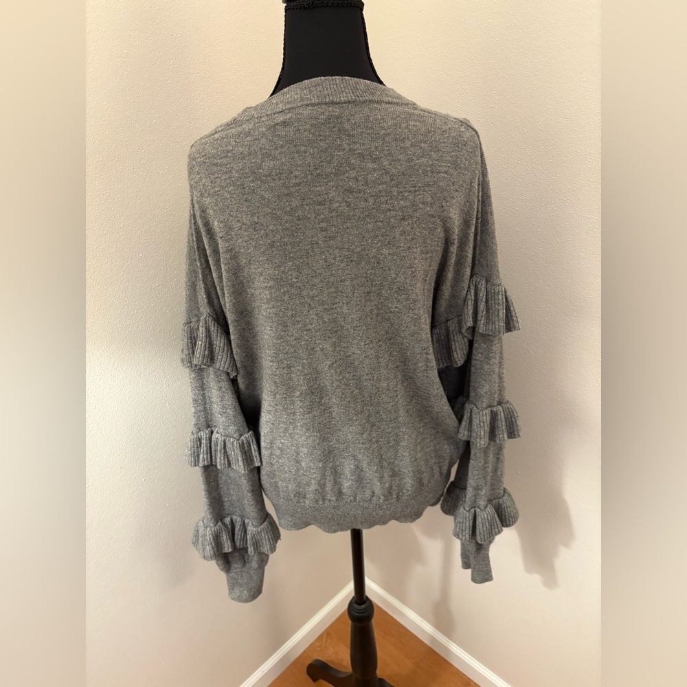 Gray Ruffle Sleeve Sweater - Picture 3 of 3